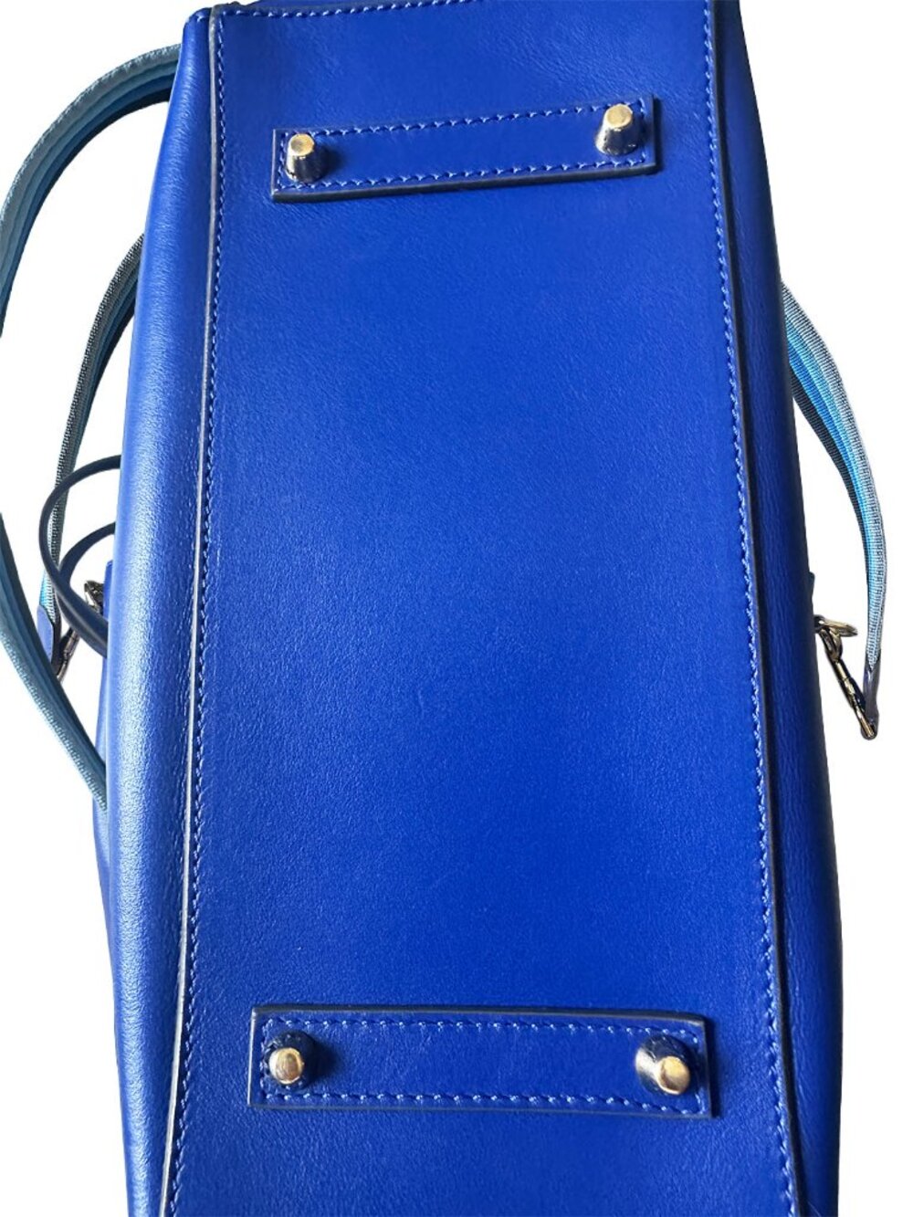 Anya Hindmarch Ebury Tote Bag Winking Smiley 2-Way Top Handle Cobalt Blue - Picture 5 of 10